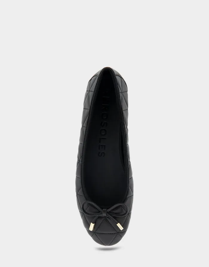 Aerosoles Comfortable Women039s Ballet Flat In Black Quilted Leather Black Quilted Women Dress