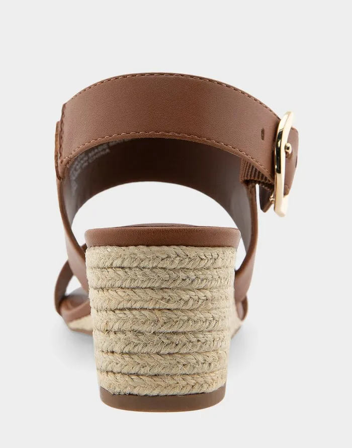 Aerosoles Comfortable Women039s Buckle Back Mid Wedge Sandal In Tan Faux Leather Tan Faux Leather Women Dress