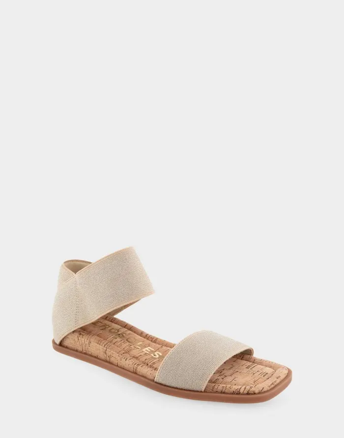 Aerosoles Comfortable Women039s Elastic Banded Mini Wedge Sandal In Soft Gold Elastic Fabric Soft Gold Women Wide Width Sandals