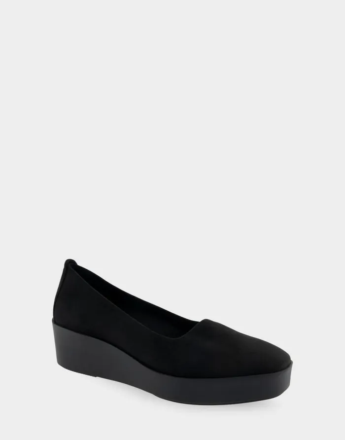 Aerosoles Comfortable Women039s Flatform Shoe In Black Stretch Faux Suede Black Faux Suede Women Wedges