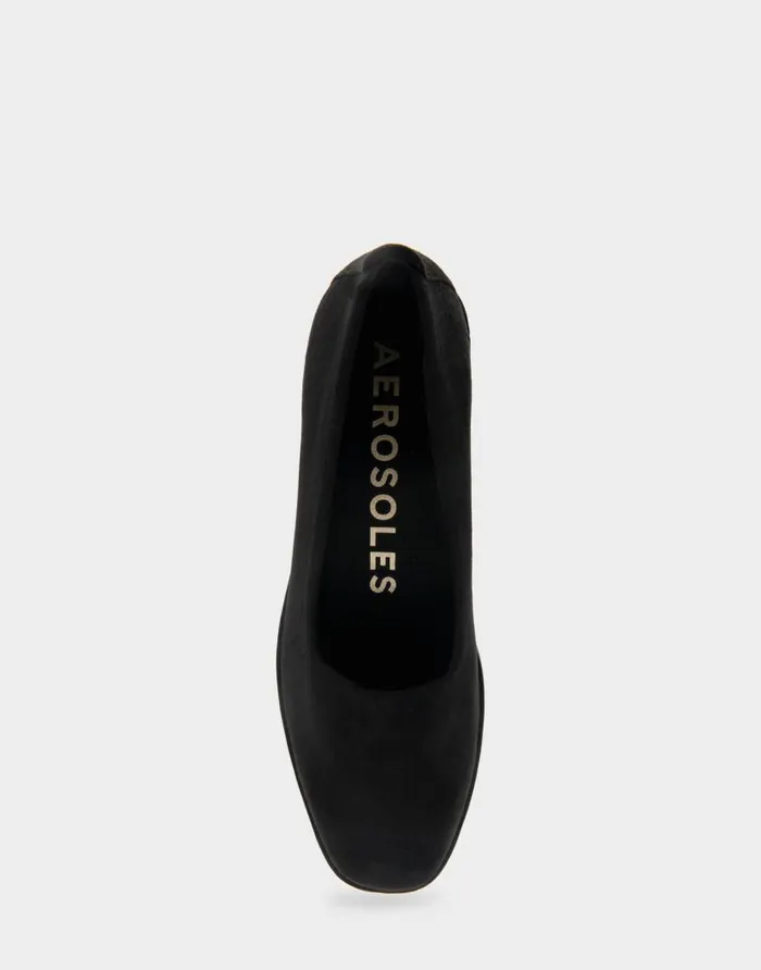 Aerosoles Comfortable Women039s Flatform Shoe In Black Stretch Faux Suede Black Faux Suede Women Wedges