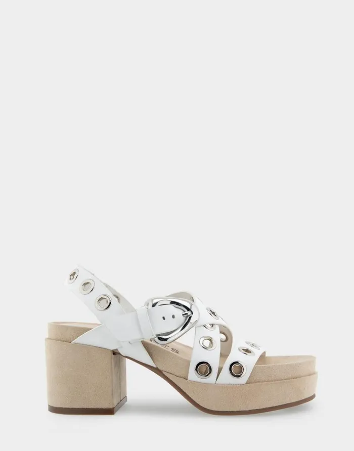 Aerosoles Comfortable Women039s Grommeted Strappy Molded Footbed Platform Sandal In White Leather White Leather Women Clogs and Mules Aerosoles Comfortable Women039s Grommeted Strappy Molded Footbed Platform Sandal In White Leather White Leather Women Clogs and Mules
