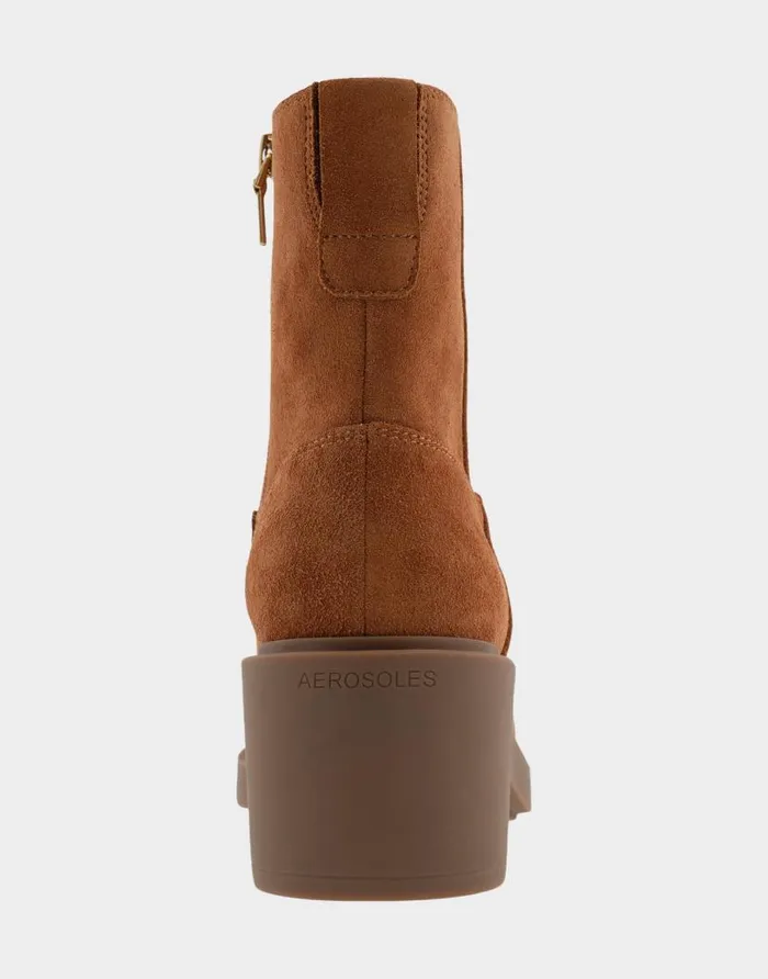 Aerosoles Comfortable Women039s Heeled Ankle Boot In Tan Genuine Suede Tan Genuine Suede Women Ankle Boots