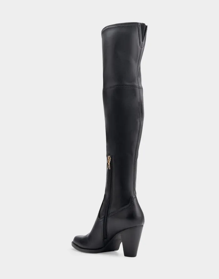 Aerosoles Comfortable Women039s Heeled Over The Knee Boot In Black Faux Leather Black Faux Leather Women Heeled Boots