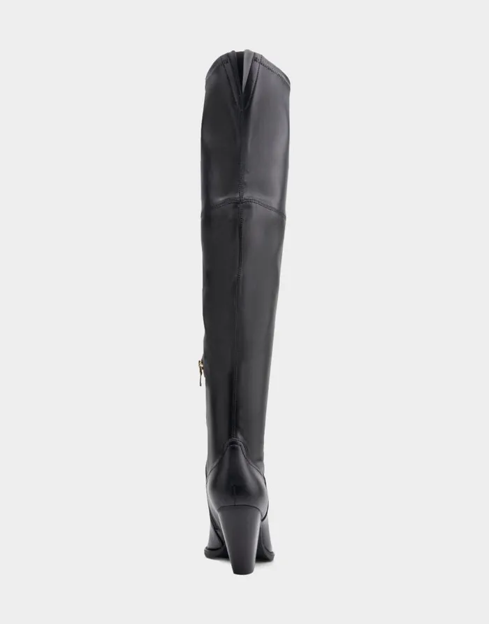 Aerosoles Comfortable Women039s Heeled Over The Knee Boot In Black Faux Leather Black Faux Leather Women Heeled Boots