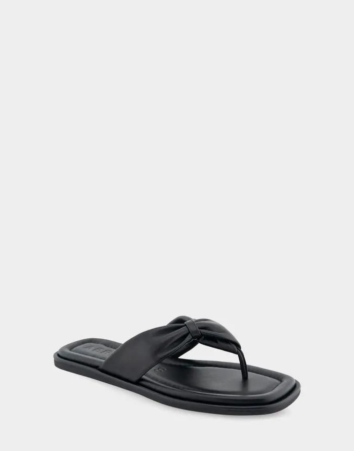 Aerosoles Comfortable Women039s Knotted Thong Sandal In Black Leather Black Leather Women Clogs and Mules