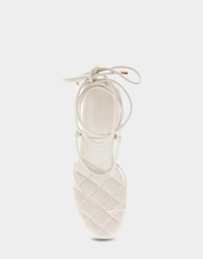 Aerosoles Comfortable Women039s Lace Up Platform Sandal In Eggnog Faux Leather Eggnog Faux Leather Women Clogs and Mules