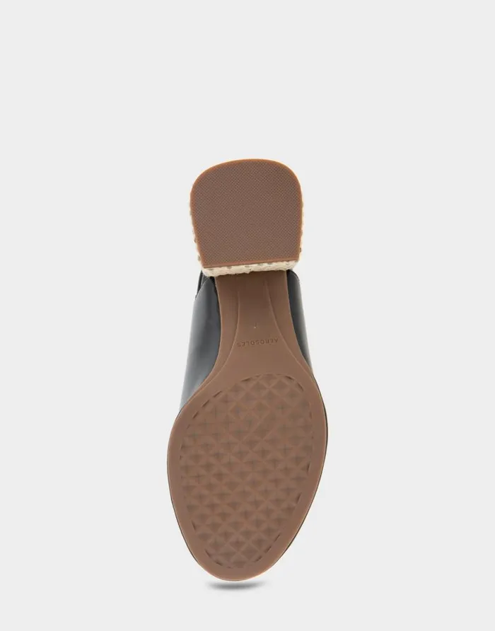 Aerosoles Comfortable Women039s Open Toe Block Heel Shootie In Black Leather Black Leather Women Clogs and Mules