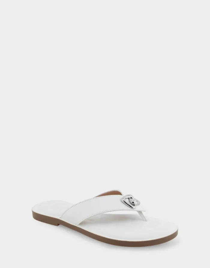 Aerosoles Comfortable Women039s Ornamented Thong Sandal In White Faux Leather White Faux Leather Women Flats