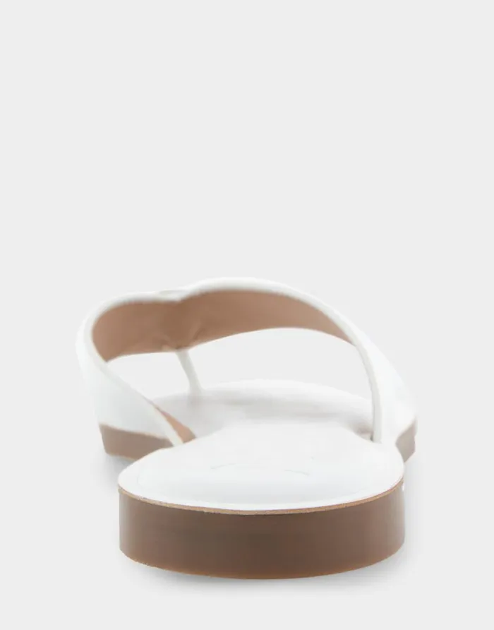 Aerosoles Comfortable Women039s Ornamented Thong Sandal In White Faux Leather White Faux Leather Women Flats