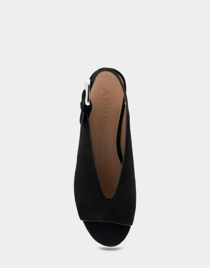 Aerosoles Comfortable Women039s Peep Toe Platform Sandal In Black Suede Black Suede Women Clogs and Mules