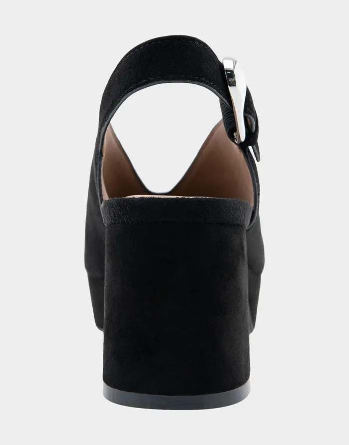 Aerosoles Comfortable Women039s Peep Toe Platform Sandal In Black Suede Black Suede Women Clogs and Mules