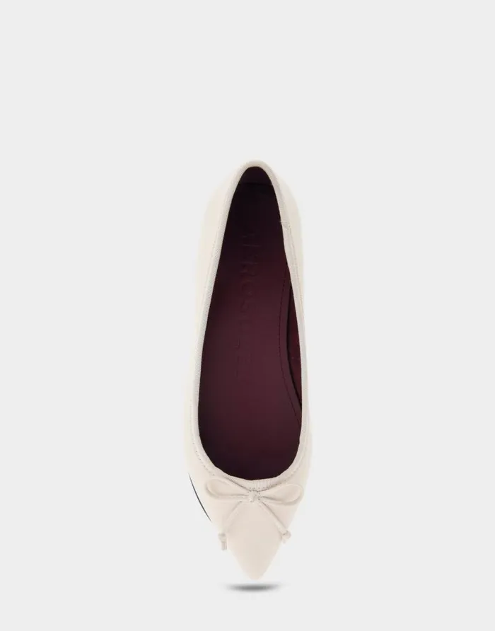 Aerosoles Comfortable Women039s Point Toe Flat In Eggnog Leather Eggnog Genuine Leather Women Dress