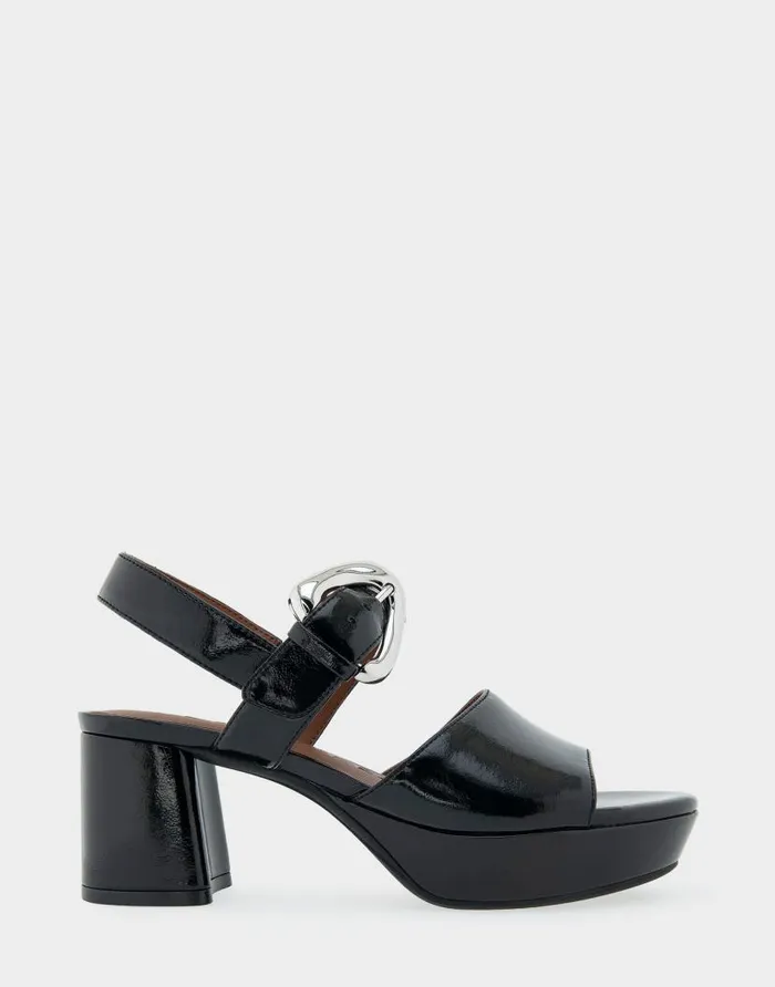 Aerosoles Comfortable Women039s Quarter Strap Platform Sandal In Black Patent Faux Leather Black Patent Faux Leather Women Wide Width Sandals
