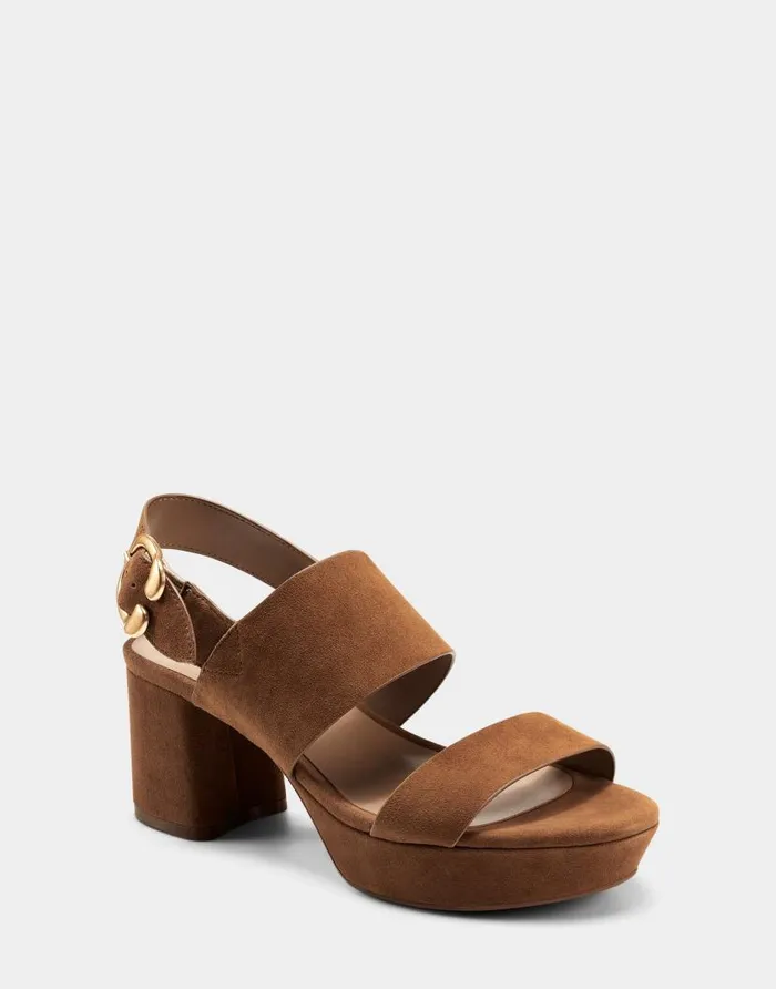 Aerosoles Comfortable Women039s Sandal In Cognac Genuine Suede Cognac Suede Women Platforms