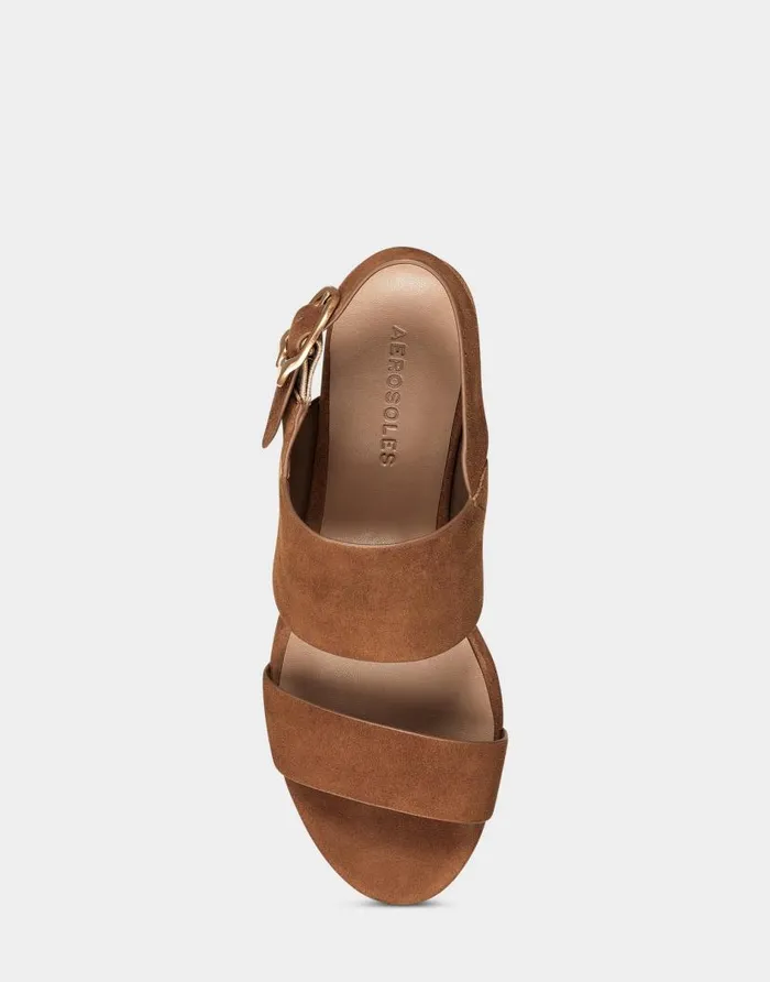 Aerosoles Comfortable Women039s Sandal In Cognac Genuine Suede Cognac Suede Women Platforms