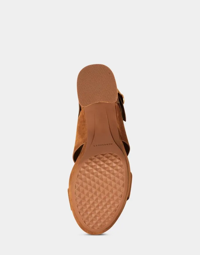 Aerosoles Comfortable Women039s Sandal In Cognac Genuine Suede Cognac Suede Women Platforms
