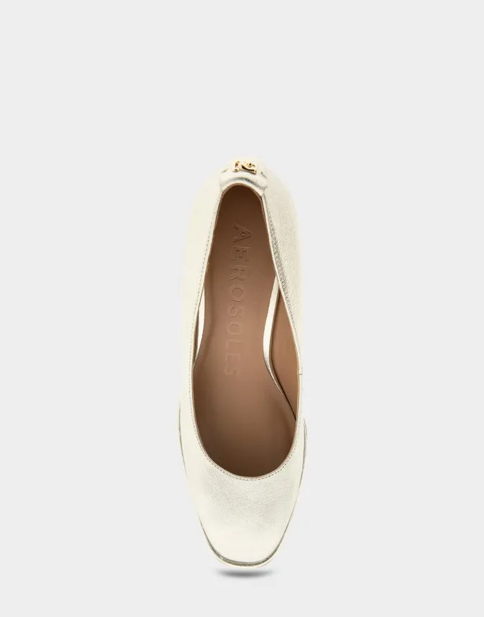 Aerosoles Comfortable Women039s Sculpted Wedge Pump In Soft Gold Leather Soft Gold Leather Women Wedges