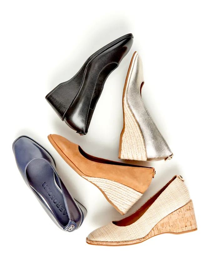 Aerosoles Comfortable Women039s Sculpted Wedge Pump In Soft Gold Leather Soft Gold Leather Women Wedges