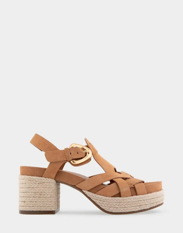 Aerosoles Comfortable Women039s Strappy Molded Footbed Platform Sandal In Tan Suede Tan Suede Women Platforms