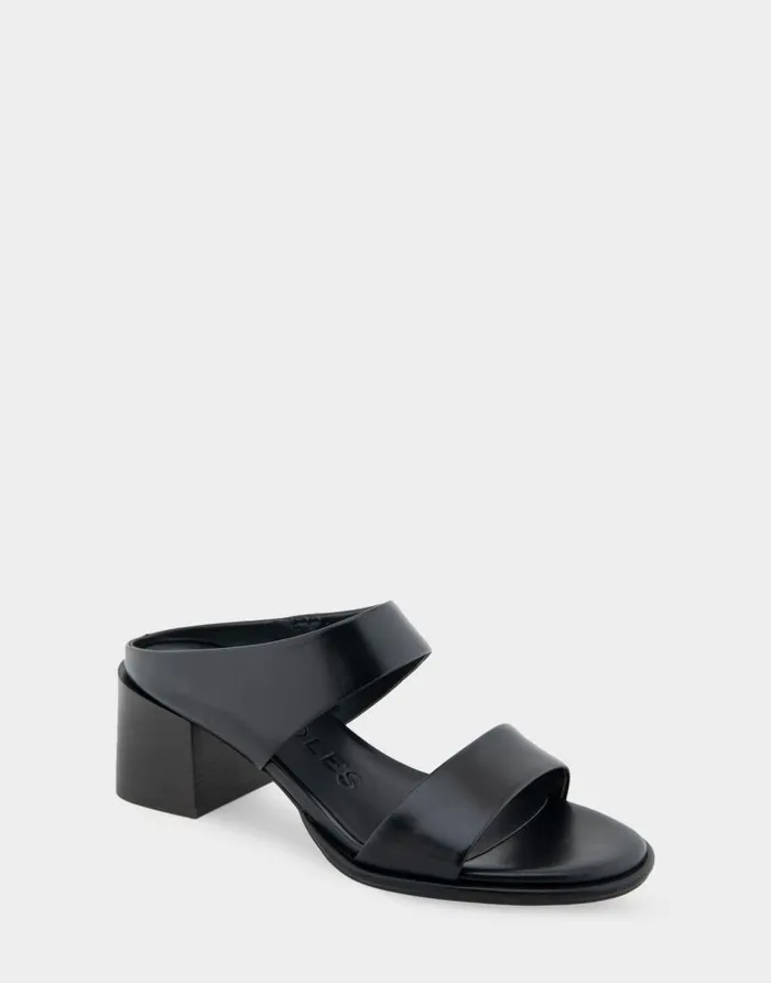 Aerosoles Comfortable Women039s Two Band Block Heel Sandal In Black Leather Black Leather Women Dress