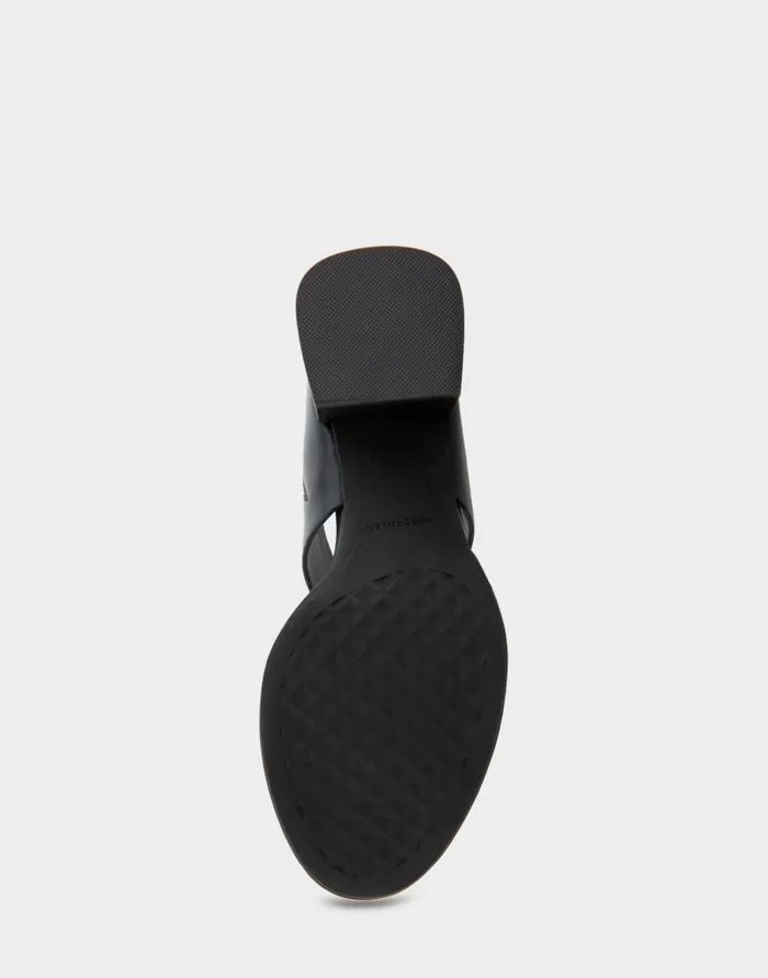 Aerosoles Comfortable Women039s Two Band Block Heel Sandal In Black Leather Black Leather Women Dress