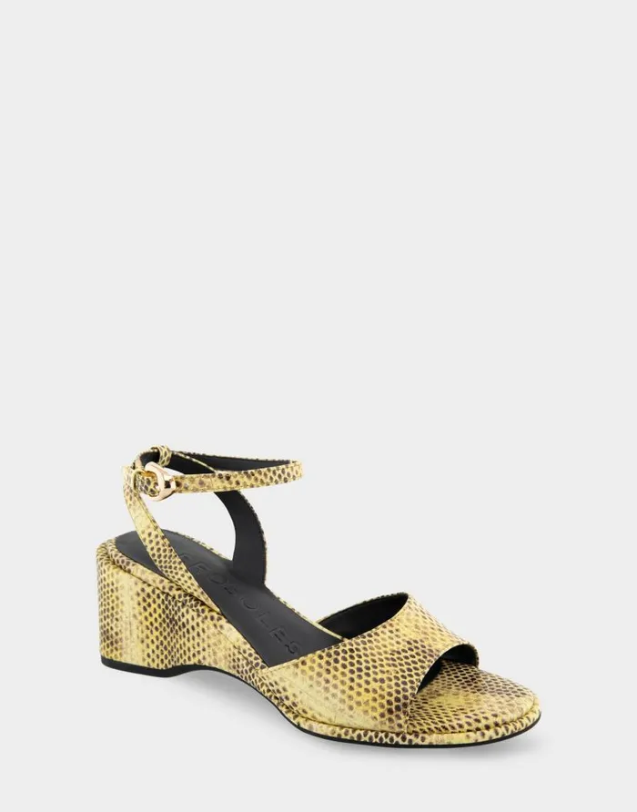 Aerosoles Comfortable Women039s Two Piece Ankle Strap Wedge Sandal In Green Sheen Leather Green Sheen Leather Women Wedges