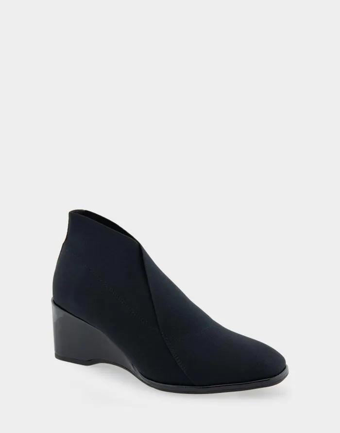 Aerosoles Comfortable Women039s Wedge Heel Ankle Boot In Black Stretch Fabric Black Elastic Stretch Fabric Women Wedges