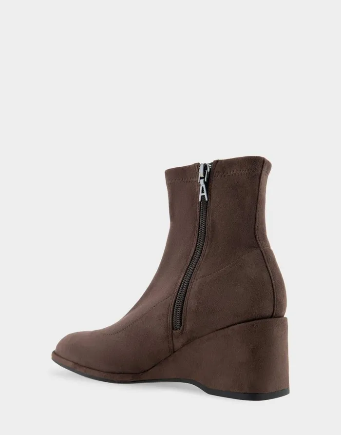 Aerosoles Comfortable Women039s Wedge Heel Ankle Boot In Brown Faux Suede Java Faux Suede Women Ankle Boots