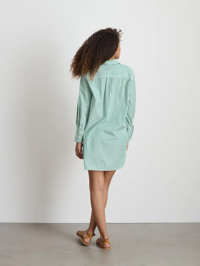 Alex Mill Dresses Skirts Women Belle Shirt Dress In Striped Cotton Poplin Greenwhite