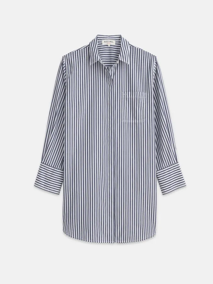 Alex Mill Dresses Skirts Women Belle Shirt Dress In Striped Cotton Poplin Navywhite