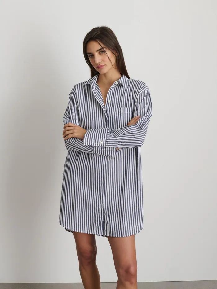 Alex Mill Dresses Skirts Women Belle Shirt Dress In Striped Cotton Poplin Navywhite