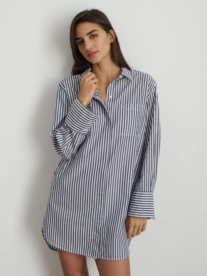 Alex Mill Dresses Skirts Women Belle Shirt Dress In Striped Cotton Poplin Navywhite