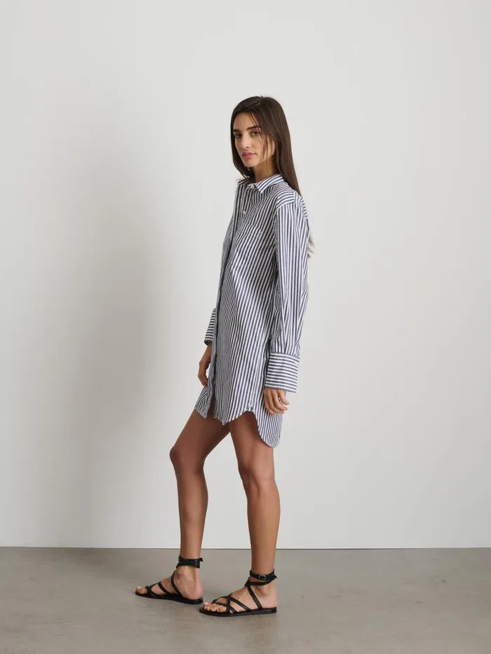 Alex Mill Dresses Skirts Women Belle Shirt Dress In Striped Cotton Poplin Navywhite