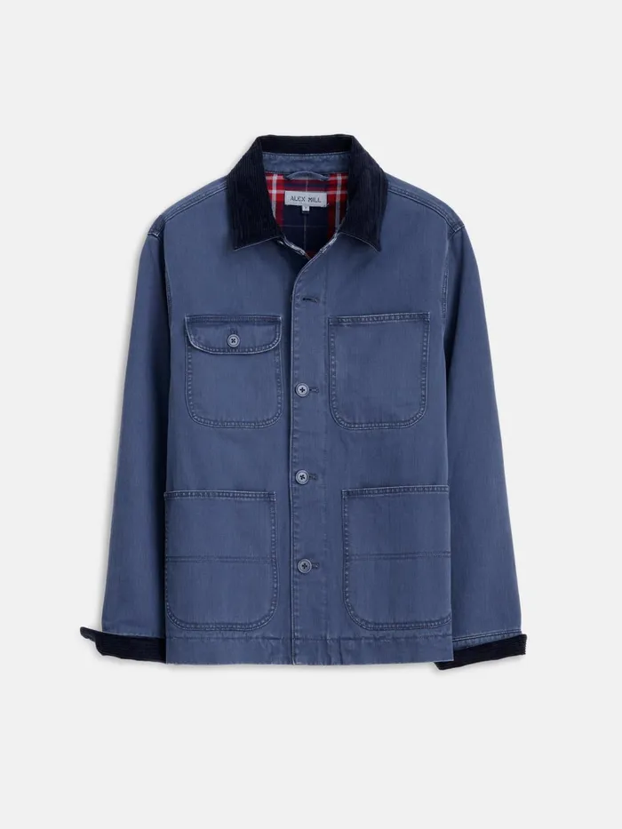 Alex Mill Jackets Coats Men Lined Work Jacket In Cotton Herringbone Storm Blue