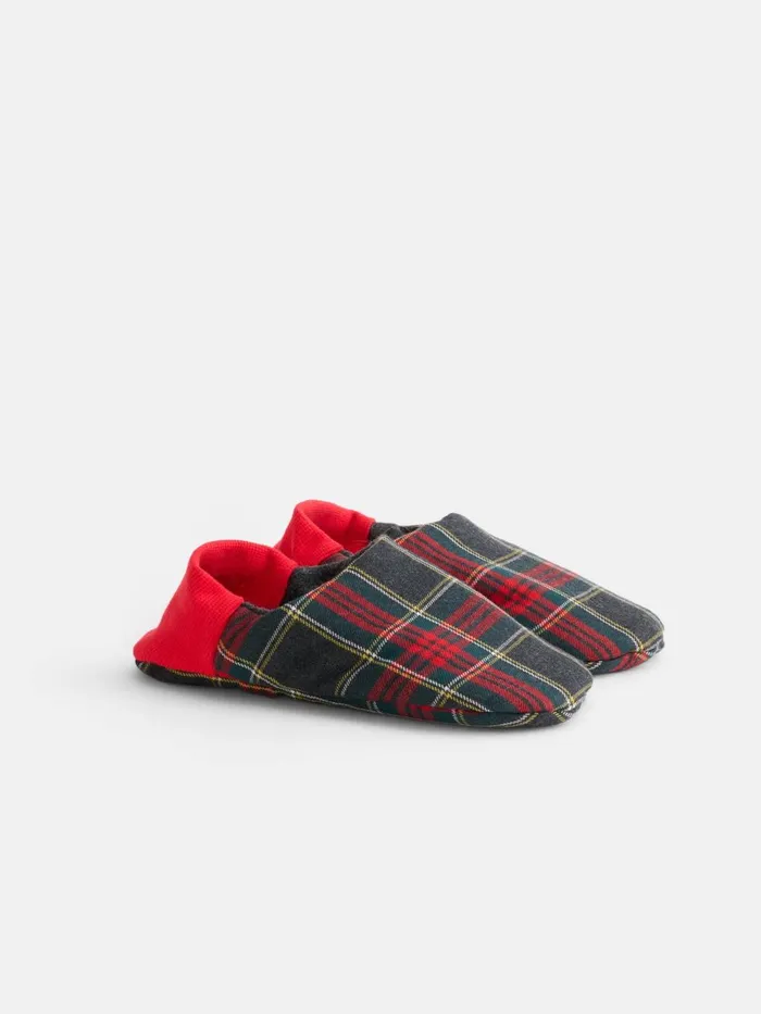 Alex Mill Pajamas Slippers Women Wool Plaid House Shoes Red