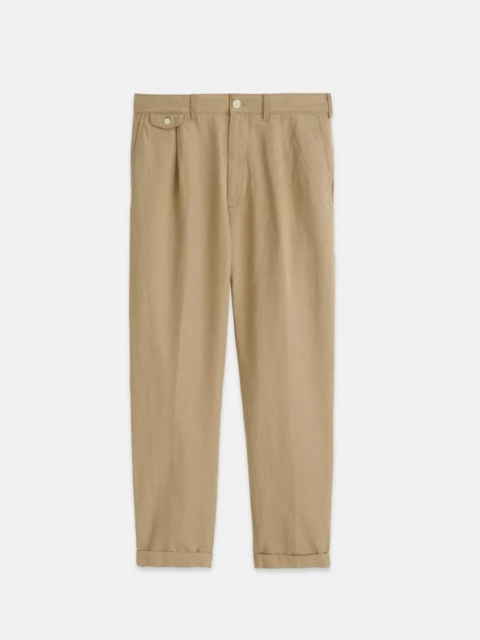 Alex Mill Pants Men Standard Pleated Pant In Cotton Linen Khaki