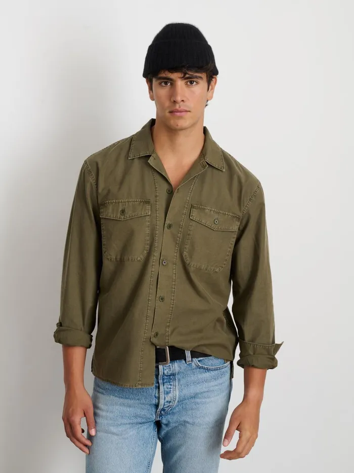 Alex Mill Shirts Men Field Shirt In Crosshatch Cotton Dried Basil