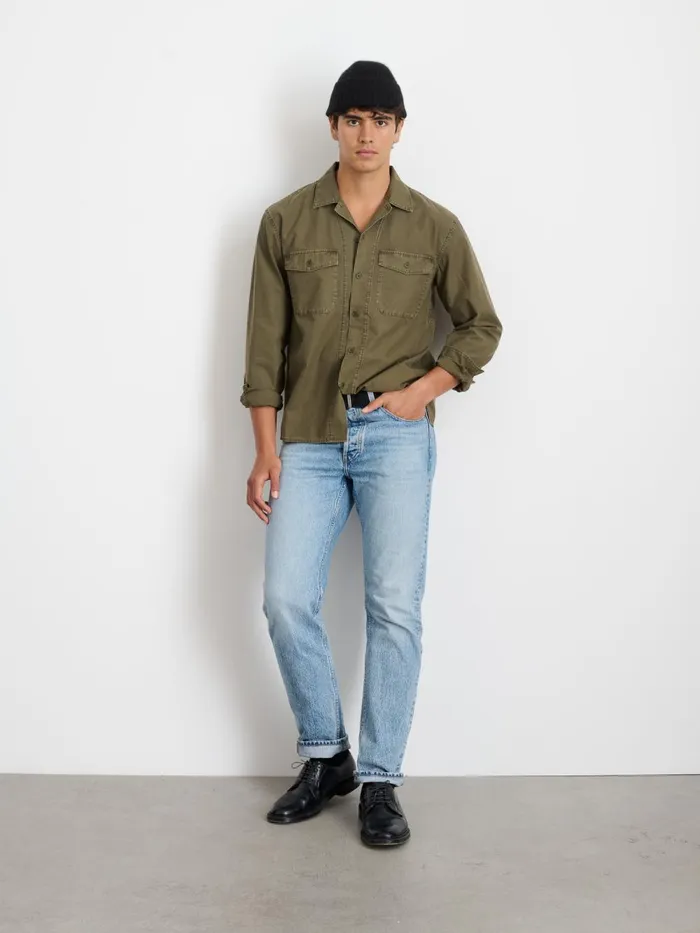 Alex Mill Shirts Men Field Shirt In Crosshatch Cotton Dried Basil