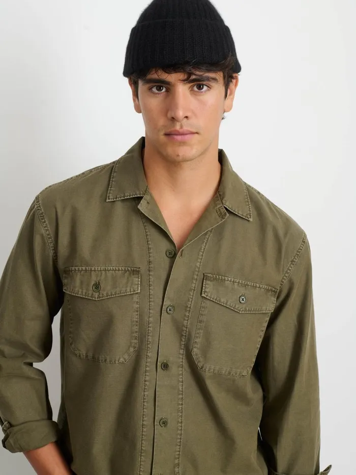 Alex Mill Shirts Men Field Shirt In Crosshatch Cotton Dried Basil