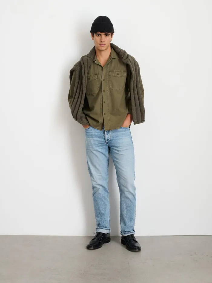 Alex Mill Shirts Men Field Shirt In Crosshatch Cotton Dried Basil