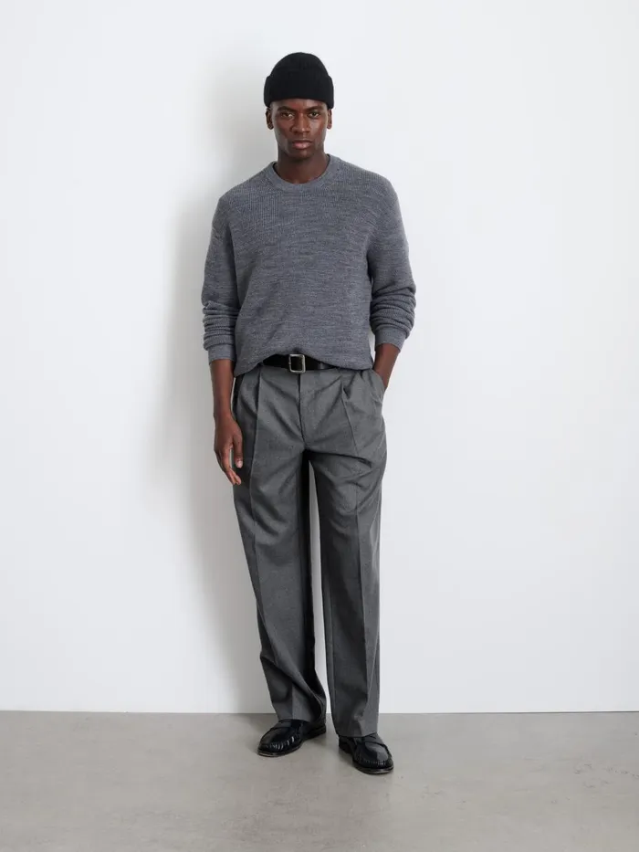 Alex Mill Suiting Blazers Men Henry Pleated Trouser In Wool Flannel Charcoal