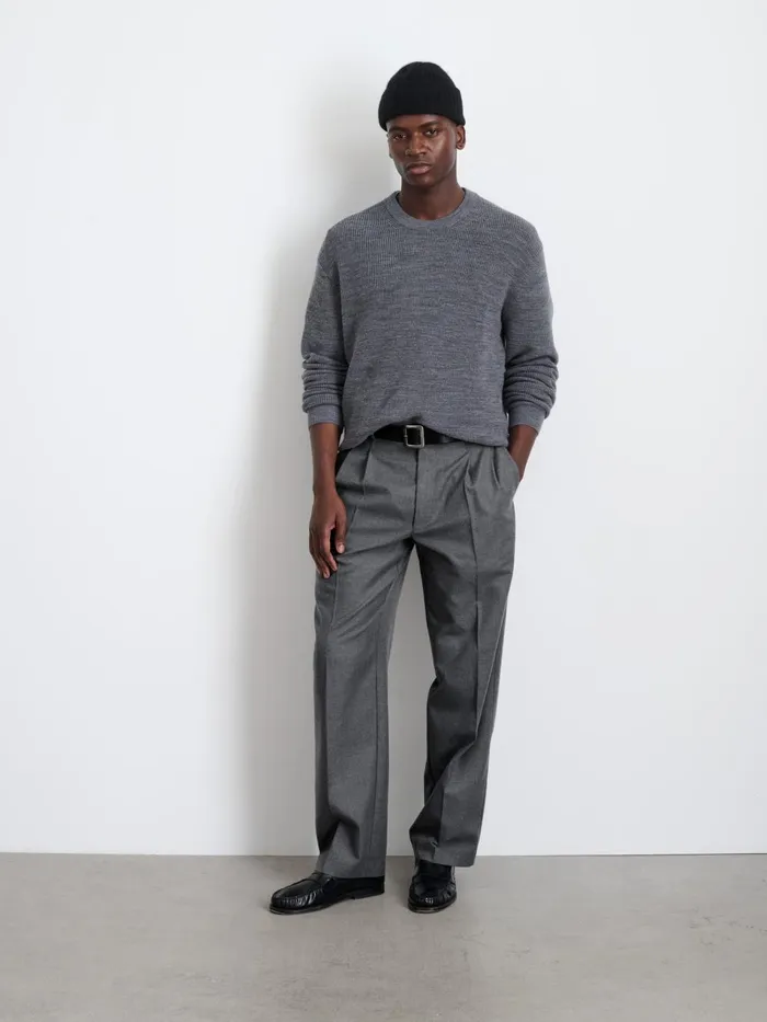 Alex Mill Suiting Blazers Men Henry Pleated Trouser In Wool Flannel Charcoal