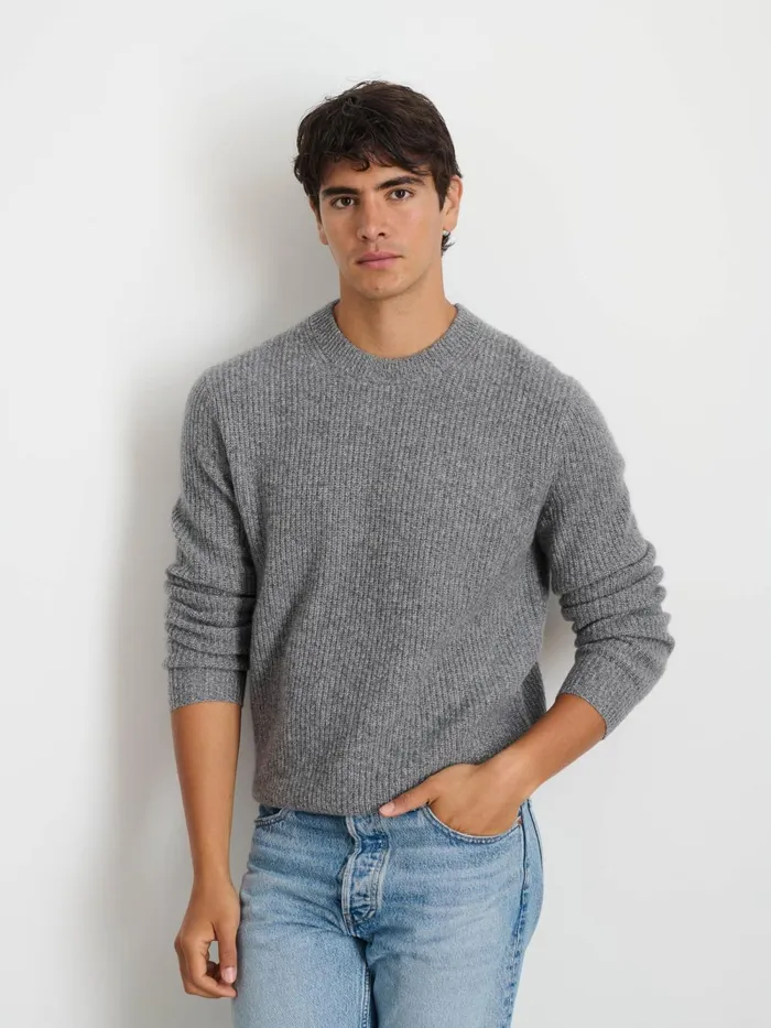 Alex Mill Sweaters Sweatshirts Men Jordan Sweater In Washed Cashmere Marled Heather Grey
