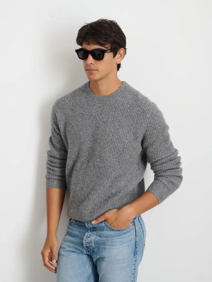 Alex Mill Sweaters Sweatshirts Men Jordan Sweater In Washed Cashmere Marled Heather Grey
