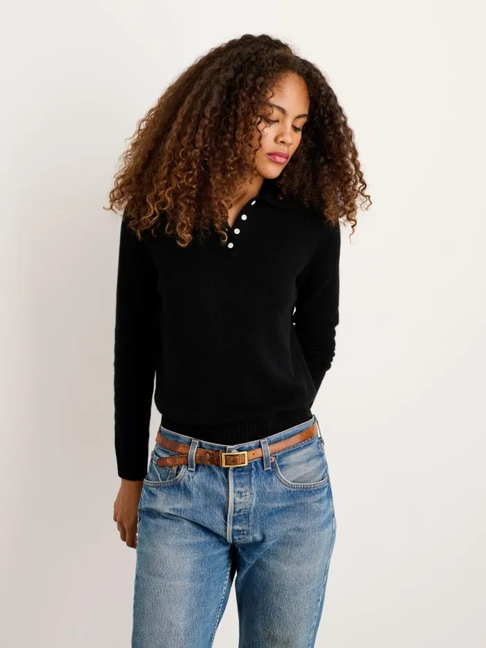 Alex Mill Sweaters Women Alice Polo In Cashmere Black