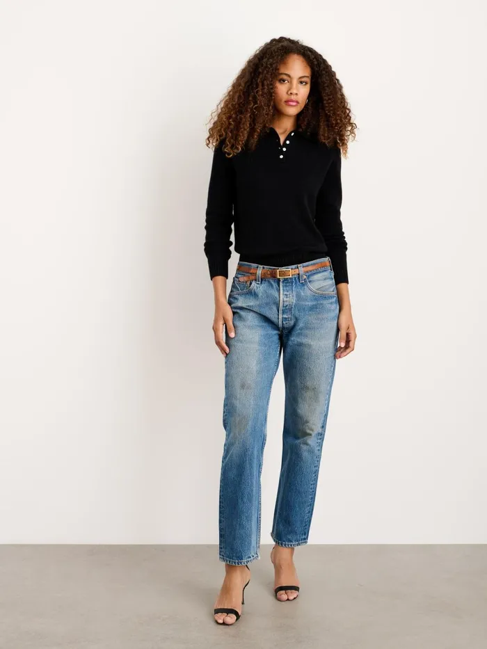 Alex Mill Sweaters Women Alice Polo In Cashmere Black