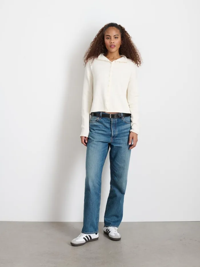 Alex Mill Sweaters Women Taylor Rollneck Cardigan In Cotton Cashmere Ivory
