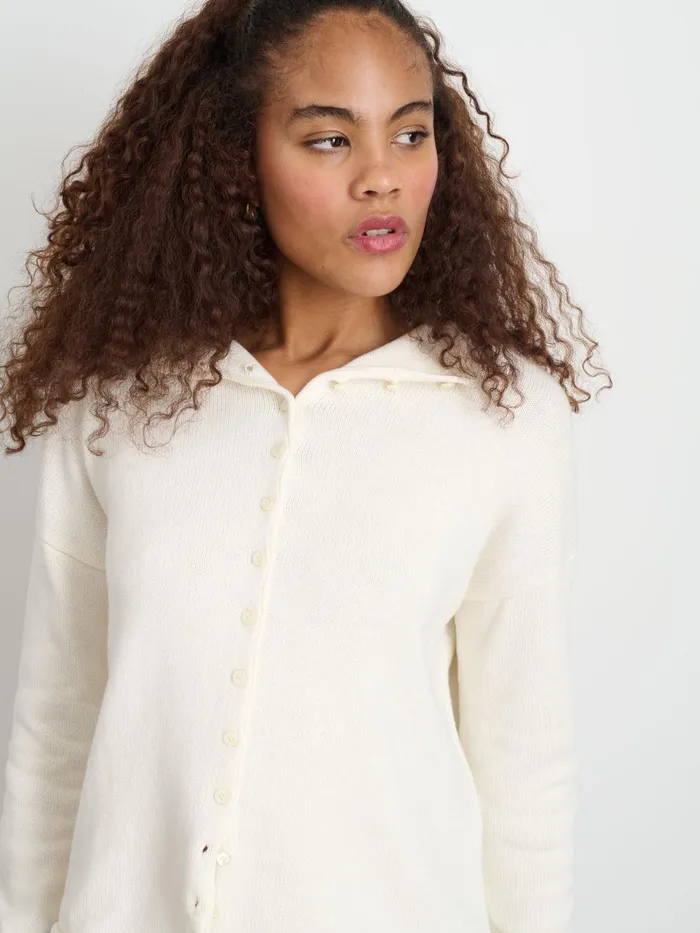 Alex Mill Sweaters Women Taylor Rollneck Cardigan In Cotton Cashmere Ivory