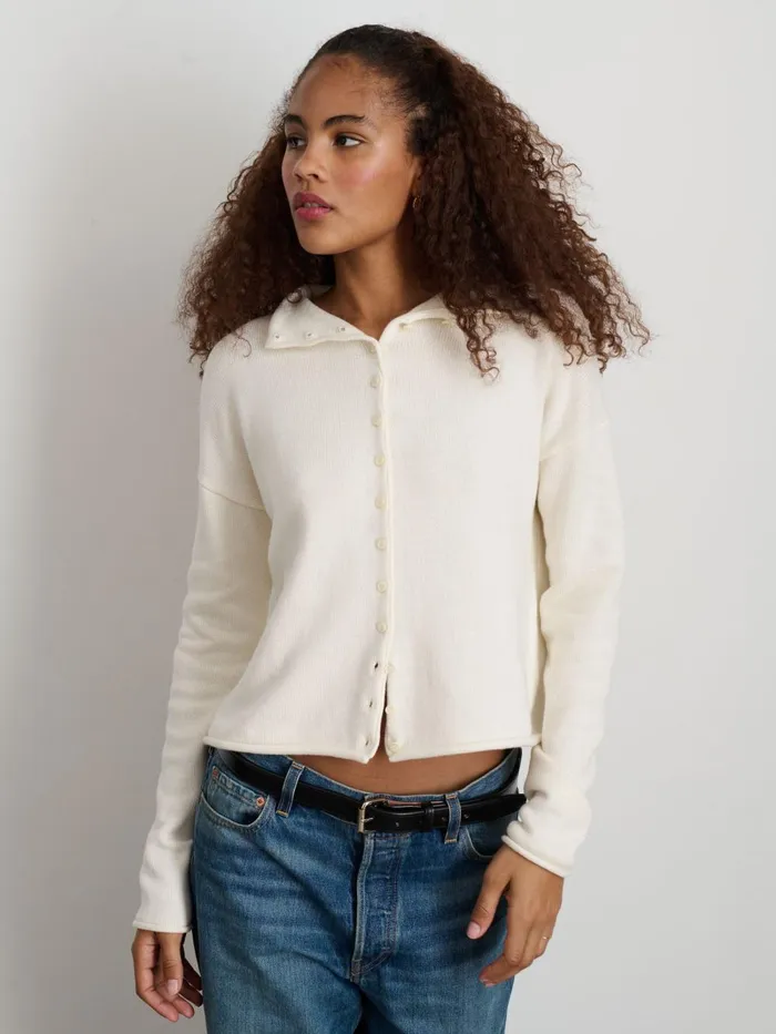Alex Mill Sweaters Women Taylor Rollneck Cardigan In Cotton Cashmere Ivory